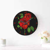 Rose Red Illustration Wall Clock Große Wanduhr (Zuhause)