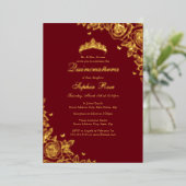 Rose Red Quinceanera Geburtstag Folieneinladung (Stehend vorne)