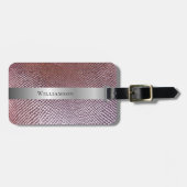 Rose Red Snakeskin Digital Leather Silver Metal Gepäckanhänger (Vorderseite horizontal)