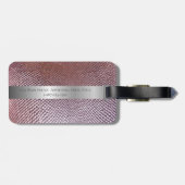 Rose Red Snakeskin Digital Leather Silver Metal Gepäckanhänger (Rückseite horizontal)