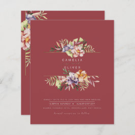 Rose Red Summer Floral Wedding Einladung QR Code