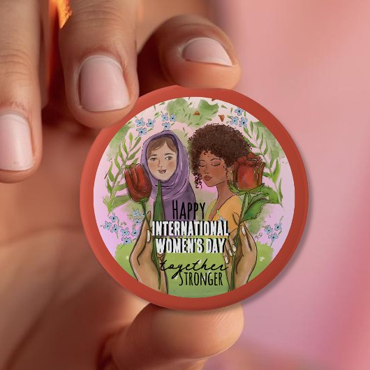 Rose Red Womens Day Button I Stärker zusammen