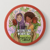 Rose Red Womens Day Button I Stärker zusammen (Vorderseite)