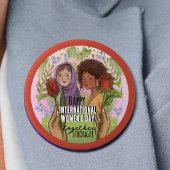 Rose Red Womens Day Button I Stronger together