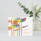 Rose Regenbogen Einladung (Stehend Vorderseite)