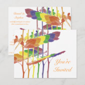 Rose Regenbogen Einladung (Vorne/Hinten)