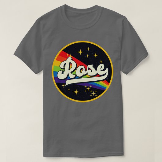 Rose Regenbogen im Weltraum Vintager Stil T-Shirt (Design vorne)