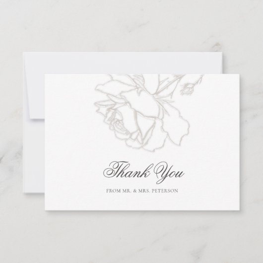 Rose Reich Elfenbeinschwarze Krawatte formale klas Dankeskarte (Vorderseite)