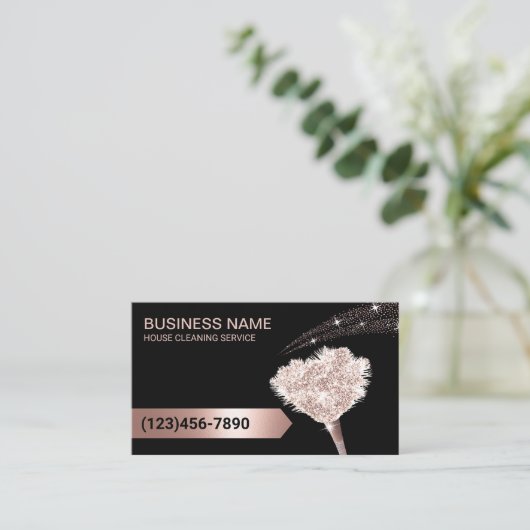 Rose Reinigung Haus Gold Glitzer Haushaltshilfe Se Visitenkarte (Stehend Vorderseite)