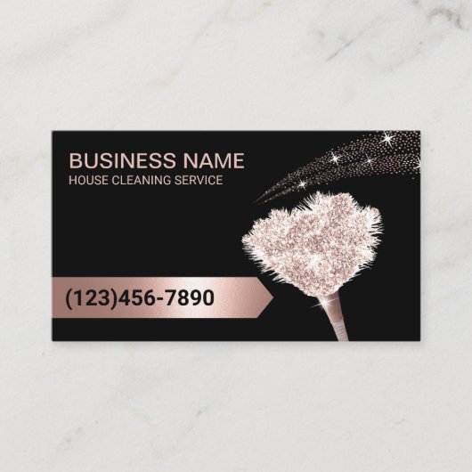 Rose Reinigung Haus Gold Glitzer Haushaltshilfe Se Visitenkarte (Vorderseite)