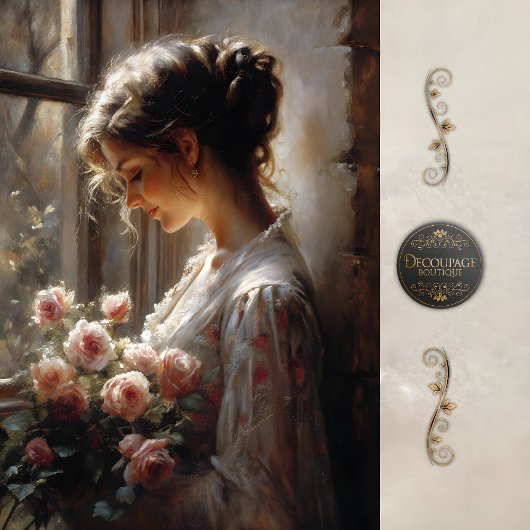 Rose Reverie Woman Decoupage Seidenpapier