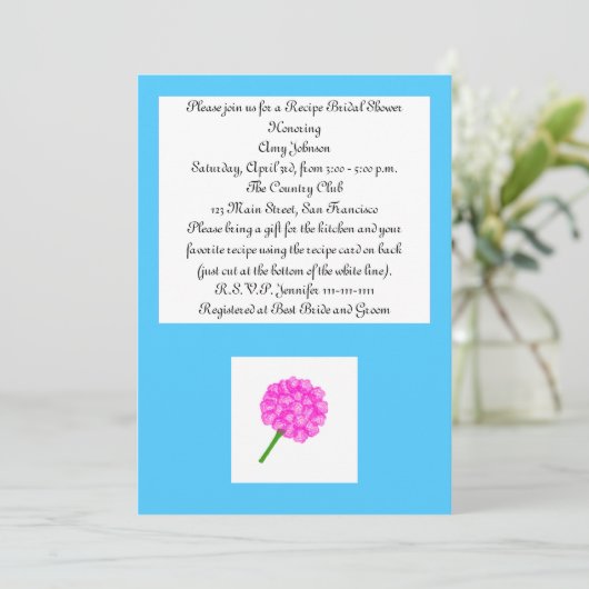 Rose Rezept Karte Rezept Braun Dusche Einladung (Stehend Vorderseite)