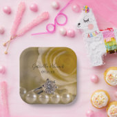 Rose, Ring und Perlen Hochzeit Pappteller (Party)