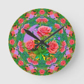 Rose Rings Runde Wanduhr (Vorderseite)