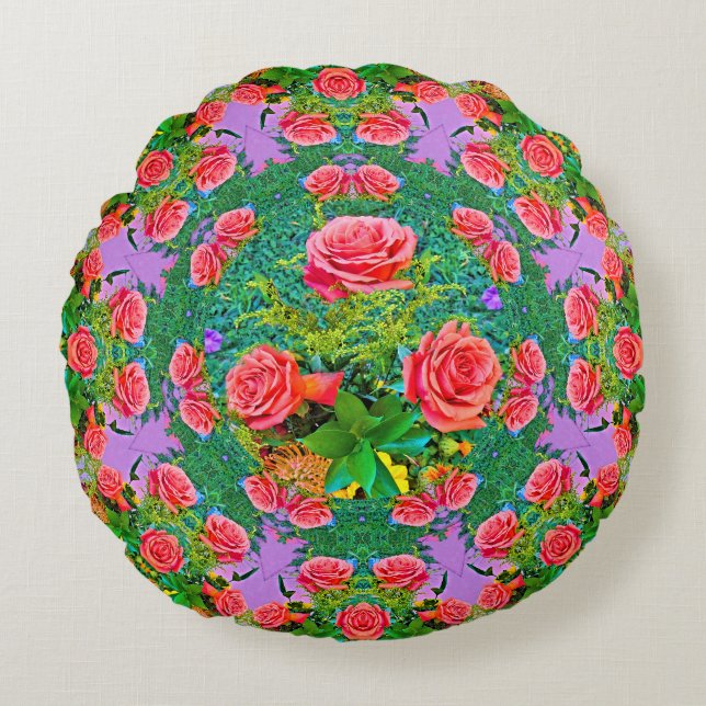 Rose Rings Rundes Kissen (Vorderseite)