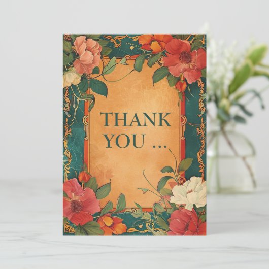 🌹 Rose Romantik: Jugendstil-Plendor Dankeskarte (Stehend Vorderseite)