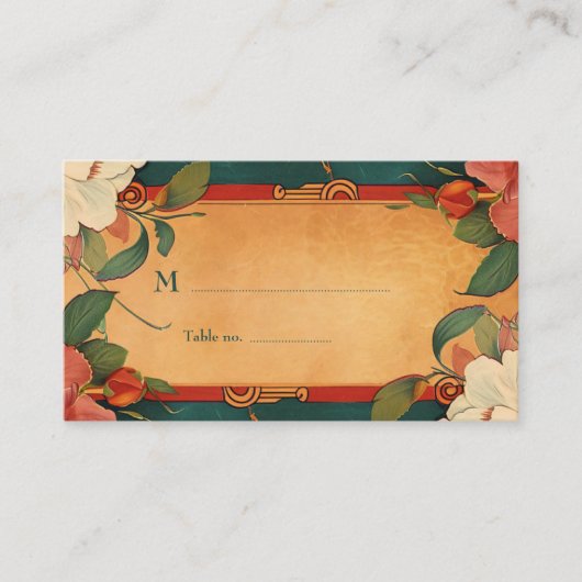 🌹 Rose Romantik: Jugendstil-Plendor Platzkarte (Vorderseite)