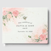Rose Romantische Aquarellfarben Hochzeitsrosa Gästebuch (Vorderseite)