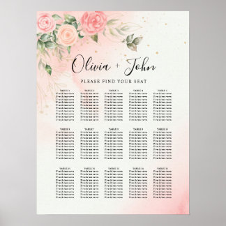 Rose Romantische Aquarellfarben Hochzeitsrosa Poster