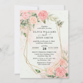 Rose Romantische Wasserfarbe Hochzeitsrosa F019 Einladung (Vorderseite)