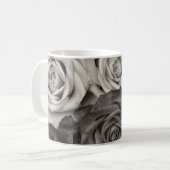 Rose, romantisches Schwarz-Weiß-Foto Kaffeetasse (Vorderseite Links)