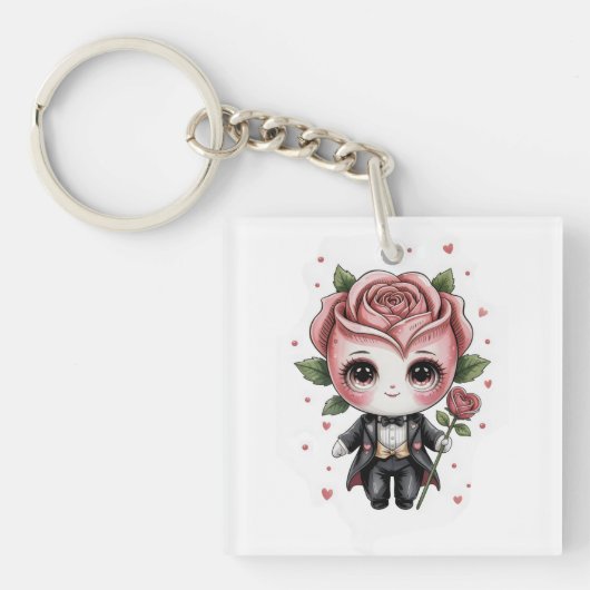 Rose Romeo Charme Schlüsselanhänger (Vorderseite)