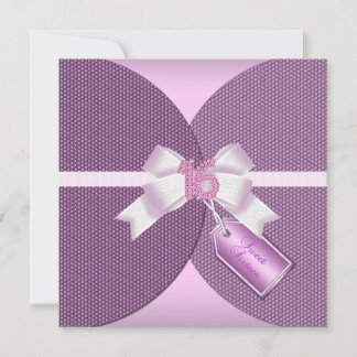 Rose Rosa 16 . Geburtstag Einladung mit Diamantbüg