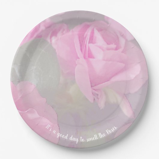Rose Rosa Abstrakte Papierplatte Pappteller (Vorderseite)