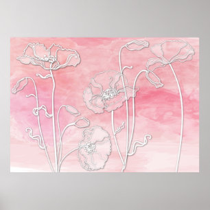 Rose Rosa Abstrakte Wasserfarbe und Pflaumen 3 Poster