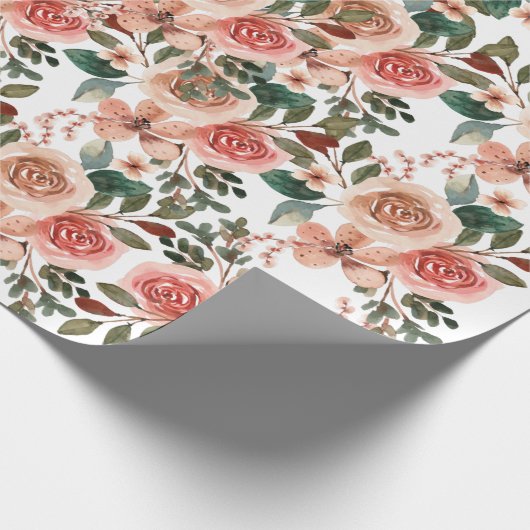 Rose Rosa Aquarell Brautparty Hochzeitsgeschenk Geschenkpapier (Ecke)