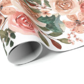 Rose Rosa Aquarell Brautparty Hochzeitsgeschenk Geschenkpapier (Rolleneckpunkt)