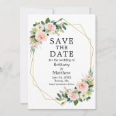 Rose Rosa Aquarellfarbe Rosa Rosa Rosa Geo Frame F Save The Date (Vorderseite)
