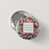 Rose Rosa Aquarellfarben Blume Button (Vorne & Hinten)