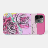 Rose Rosa Aquarellfarben Rose Blume Tel. Case-Mate iPhone Hülle (Rückseite (Horizontal))