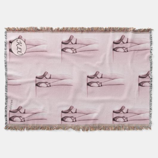 Rose Rosa Ballettschuhe mit Ihren Initialen/Monogr Decke (Vorderseite)