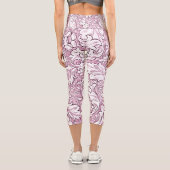 Rose Rosa Barock Verzierte Foliage Capri Leggings (Rückseite)