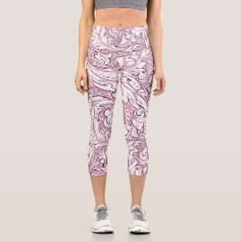 Rose Rosa Barock Verzierte Foliage Capri Leggings