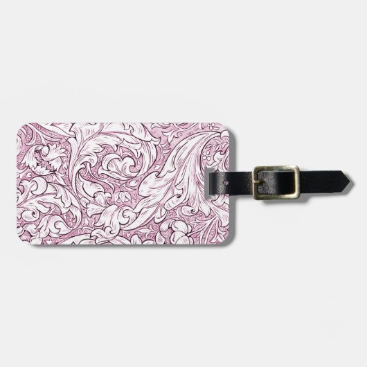 Rose Rosa Barock Verzierte Foliage Gepäckanhänger (Vorderseite horizontal)