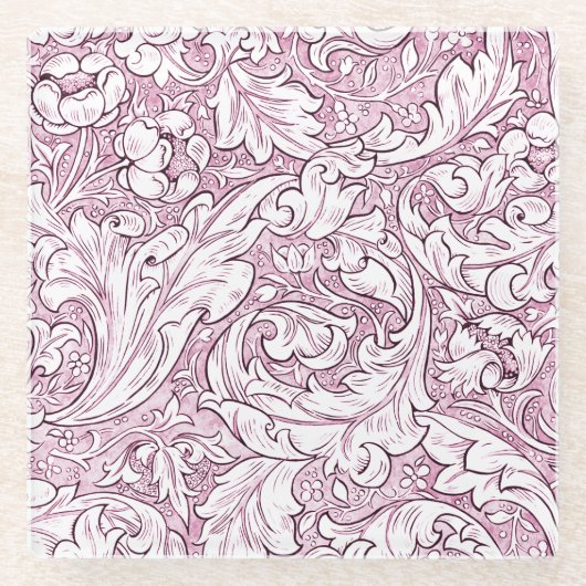 Rose Rosa Barock Verzierte Foliage Glasuntersetzer (Vorderseite)