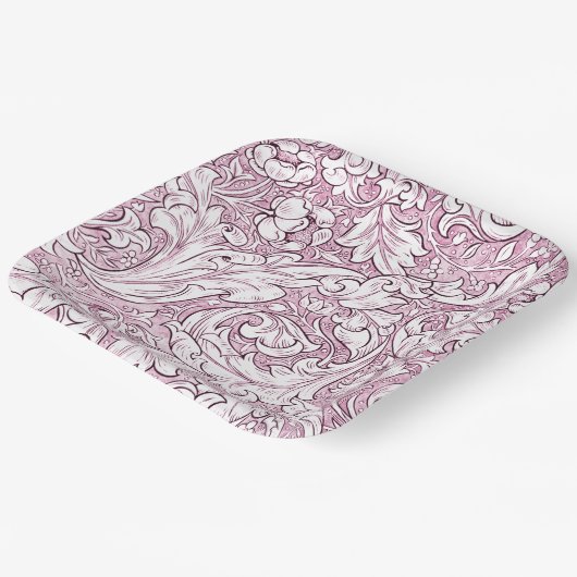 Rose Rosa Barock Verzierte Foliage Pappteller (Gewinkelt)