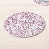 Rose Rosa Barock Verzierte Foliage Runder Pappuntersetzer (Angewinkelt)