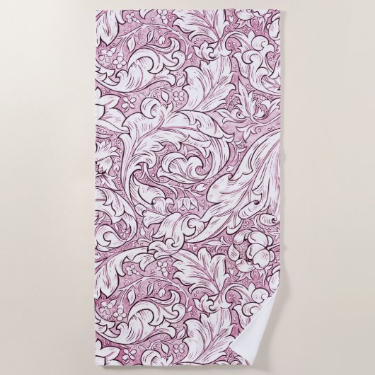 Rose Rosa Barock Verzierte Foliage Strandtuch (Vorderseite)