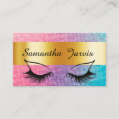 Rose Rosa & Blau mit goldfarbenem Lash & Brow Look Visitenkarte (Vorderseite)