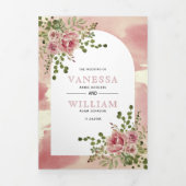 Rose Rosa Blume Bohmond Dreifach Gefaltete Einladung (Cover)