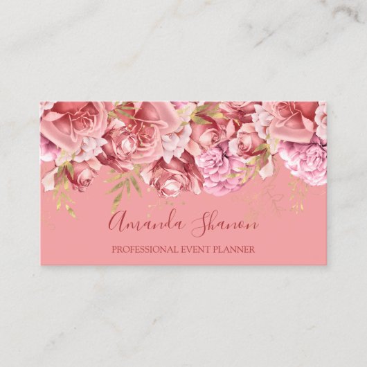 Rose Rosa Blume Eventplaner QR CODE Visitenkarte (Vorderseite)