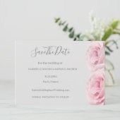 Rose Rosa Blume Grau florale Save the Date Hochzei Einladung (Stehend Vorderseite)