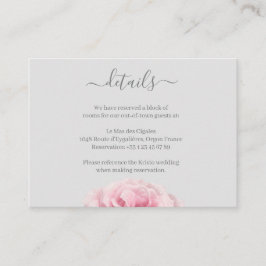 Rose Rosa Blume Grau florales Hochzeitshotel Detai Begleitkarte