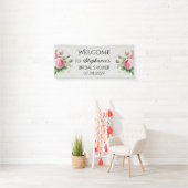 Rose Rosa Blume Rustikales Brautparty Banner (Insitu)