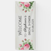 Rose Rosa Blume Rustikales Brautparty Banner (Vertikal)