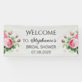 Rose Rosa Blume Rustikales Brautparty Banner (Horizontal)